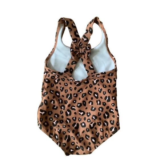 Carter's Leopard Print One Piece Bathing Suit Swimsuit 6M Baby Brown Pink 6 Mos - Picture 4 of 8